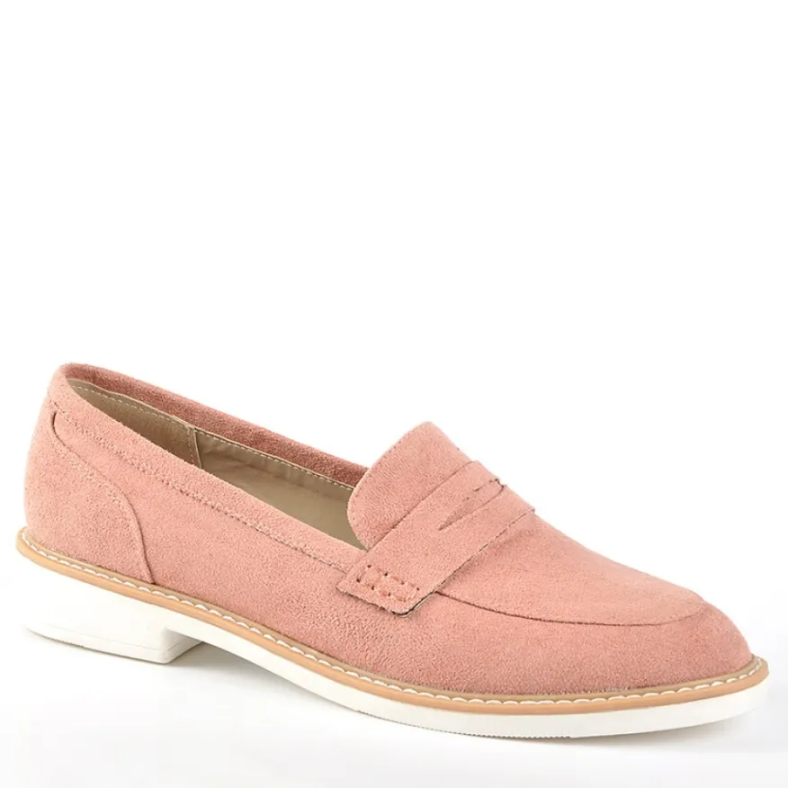 ANA LUNA Mocassins Aspect Velours Rose|Femme Mocassins
