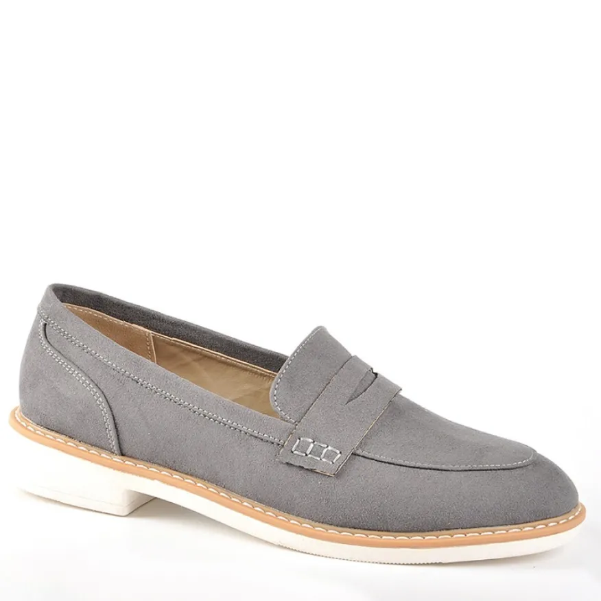 ANA LUNA Mocassins Aspect Velours Gris|Femme Mocassins