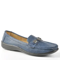 LADY CONFORT Mocassins Avec Effet Reptile Bleu Marine|Femme Chaussures Confort