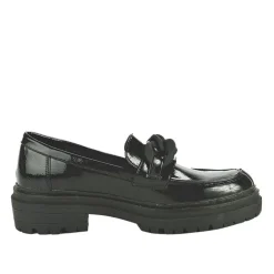 VICE VERSA Mocassins Crantes Vernis Noir Femme A Chaine |Femme Mocassins