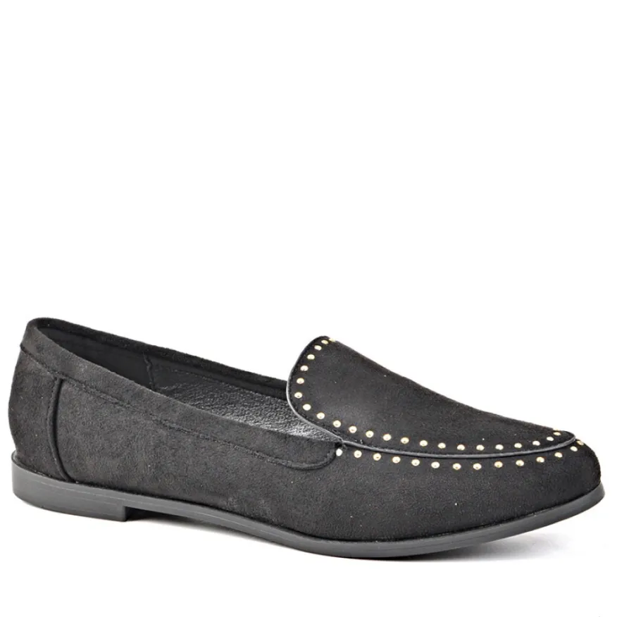 ANA LUNA Mocassins Femme Avec Petits Clous Noir|Femme Mocassins