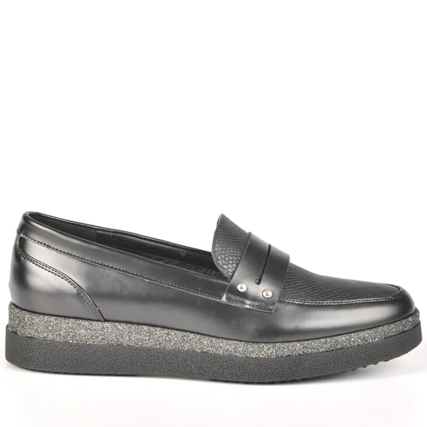 ANA LUNA Mocassins Femme Bi-Matieres Noir|Femme Mocassins
