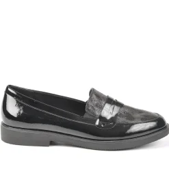 ANA LUNA Mocassins Femme Bi-Matieres Vernis Noir|Femme Mocassins