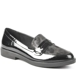 ANA LUNA Mocassins Femme Bi-Matieres Vernis Noir|Femme Mocassins