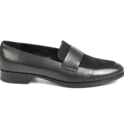TIPO ALTO Mocassins Femme En Cuir Noir Effet Bi-Matieres |Femme Mocassins