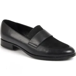 TIPO ALTO Mocassins Femme En Cuir Noir Effet Bi-Matieres |Femme Mocassins