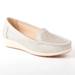 LADY CONFORT Mocassins Femme Gris Avec Strass|Femme Chaussures Confort