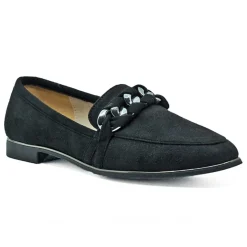 VICE VERSA Mocassins Femme Noir A Chaine Argentee |Femme Mocassins