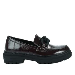 VICE VERSA Mocassins Femme Vernis Bordeaux A Chaine |Femme Mocassins