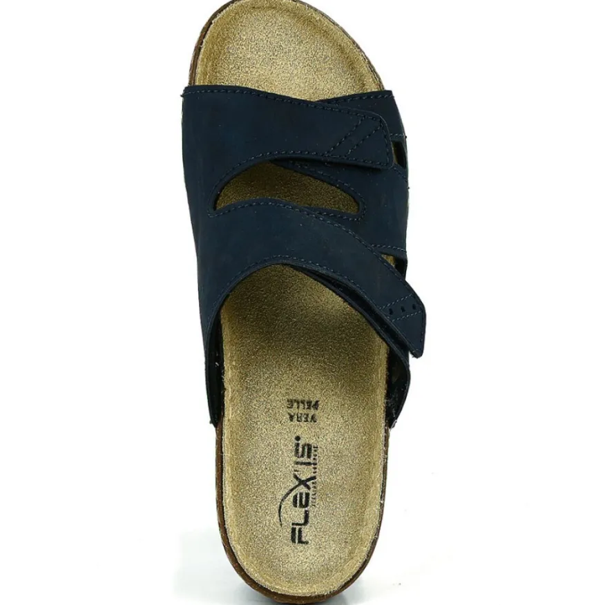 FLEX'IS Mules A Talons Femme Bleu|Femme Chaussures Confort