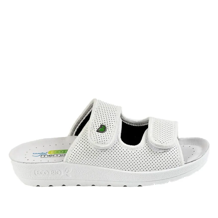 ECO BIO SANITAL Mules Compensees Femme Eco Bio Memorisy Blanc|Femme Chaussures Confort