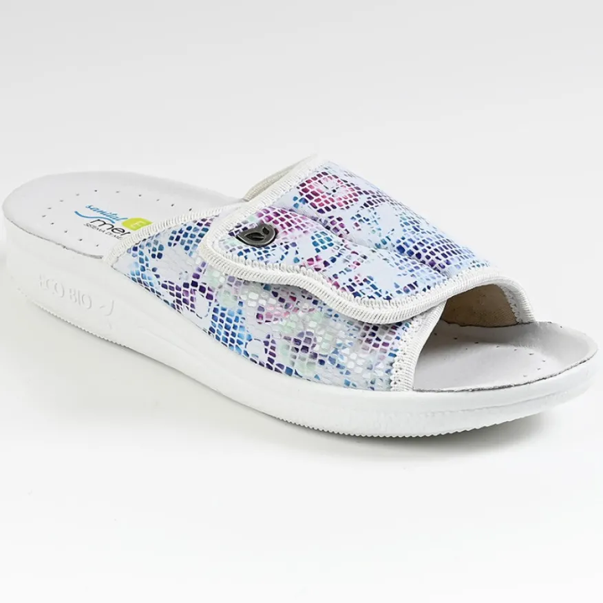ECO BIO SANITAL Mules Compensees Femme Eco Bio Memorisy Blanc|Femme Chaussures Confort