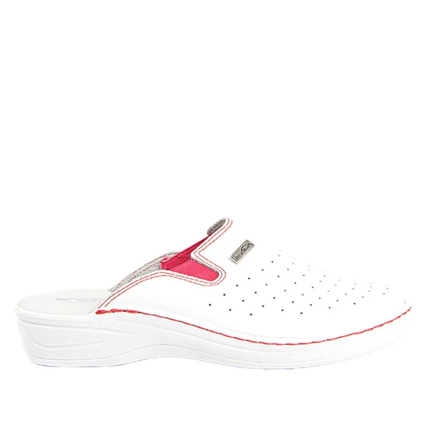 FLEX'IS Mules Sabots Avec Surpiqures Contrastantes Blanc|Femme Chaussures Confort