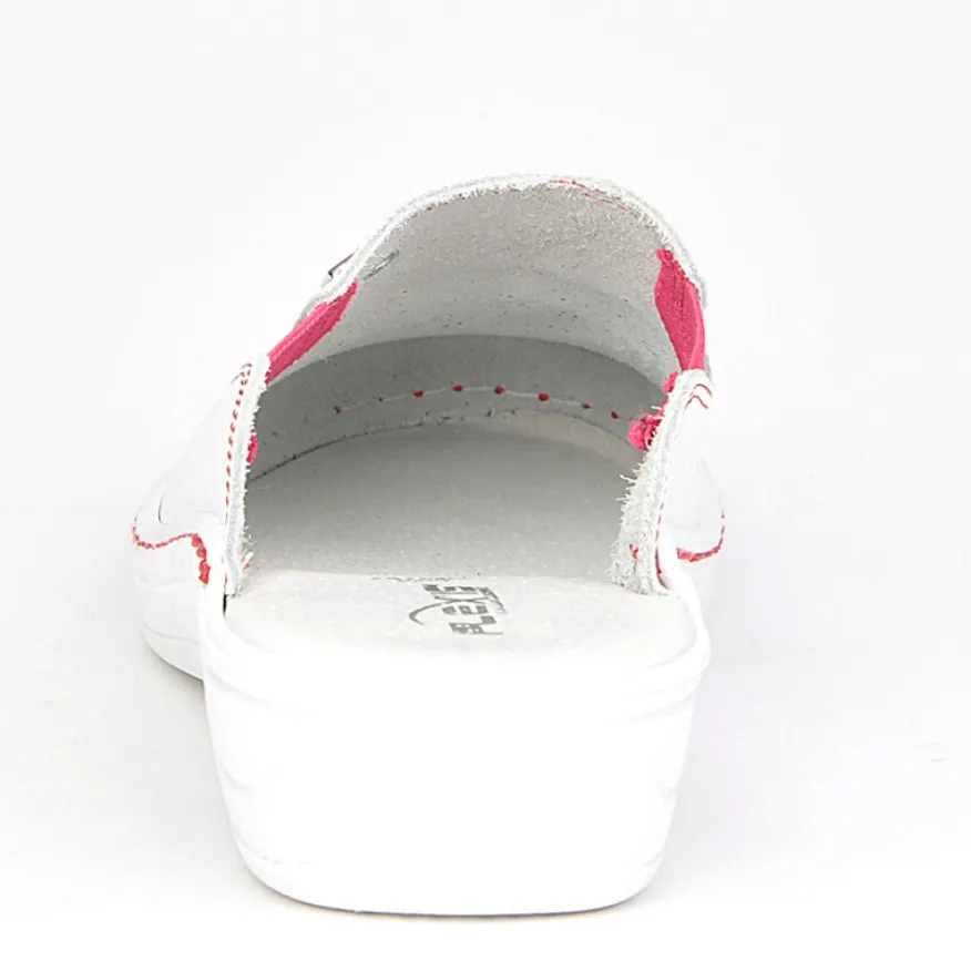 FLEX'IS Mules Sabots Avec Surpiqures Contrastantes Blanc|Femme Chaussures Confort