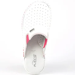 FLEX'IS Mules Sabots Avec Surpiqures Contrastantes Blanc|Femme Chaussures Confort
