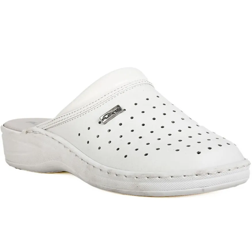 FLEX'IS Mules Sabots Femme Blanc|Femme Chaussures Confort
