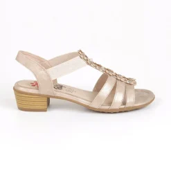 RELIFE Sandales A Talons Femme Avec Elastiques Beige|Femme Chaussures Confort