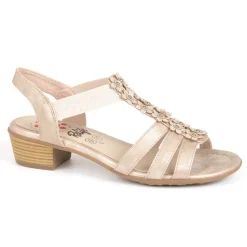 RELIFE Sandales A Talons Femme Avec Elastiques Beige|Femme Chaussures Confort