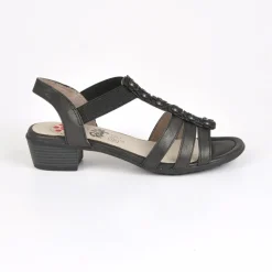 RELIFE Sandales A Talons Femme Avec Elastiques Noir|Femme Chaussures Confort