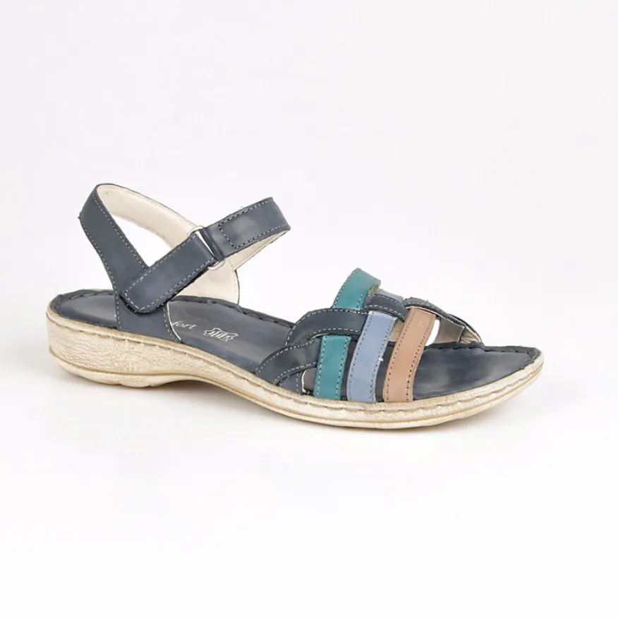 LADY CONFORT Sandales A Talons Femme Bleu Marine|Femme Chaussures Confort