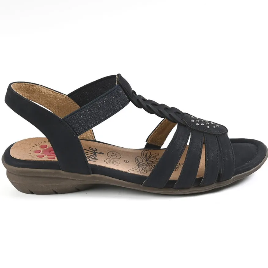 RELIFE Sandales A Talons Femme Bleu Marine|Femme Chaussures Confort