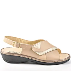 FLEX'IS Sandales Compensees Bi-Matieres Beige|Femme Chaussures Confort