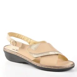 FLEX'IS Sandales Compensees Bi-Matieres Beige|Femme Chaussures Confort