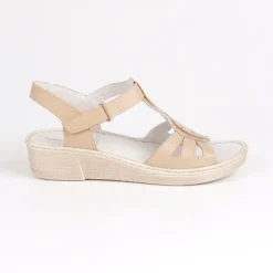 LADY CONFORT Sandales Compensees Femme Confort Beige|Femme Chaussures Confort