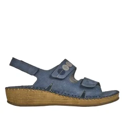 LADY CONFORT Sandales Compensees Femme Cuir Bleu Marine |Femme Chaussures Confort