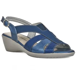 LADY CONFORT Sandales Compensees Femme Bleu Marine|Femme Chaussures Confort