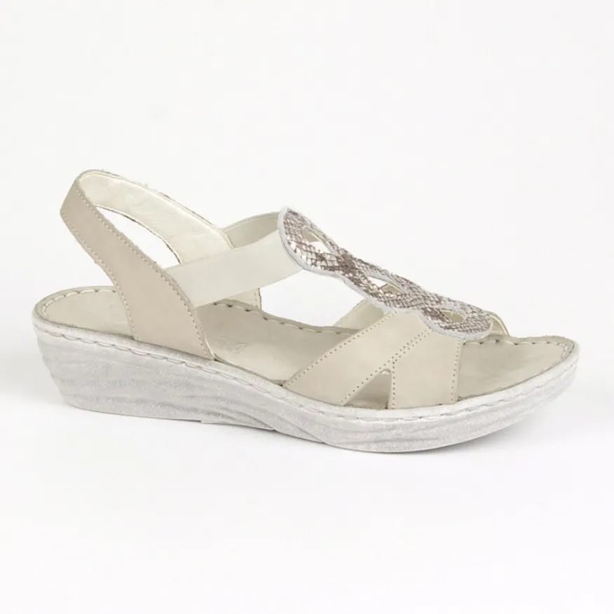LADY CONFORT Sandales Compensees Femme Gris En Cuir|Femme Chaussures Confort