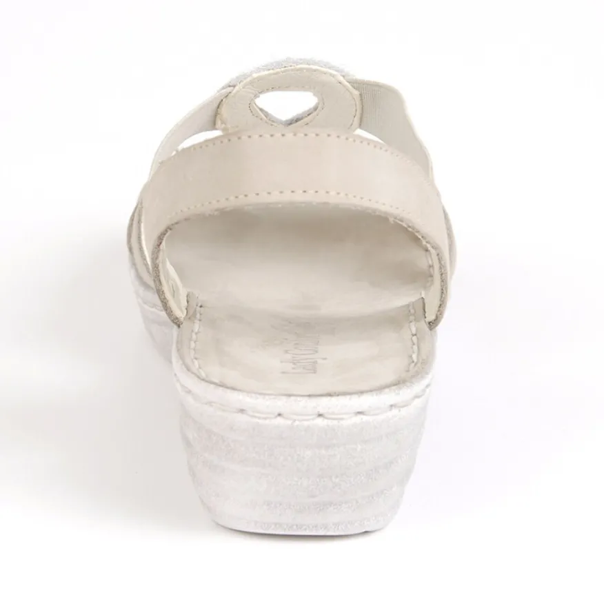 LADY CONFORT Sandales Compensees Femme Gris En Cuir|Femme Chaussures Confort