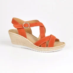 SCALINA Sandales Compensees Femme Orange|Femme Chaussures Confort