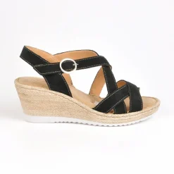 SCALINA Sandales Compensees Femme Noir|Femme Chaussures Confort