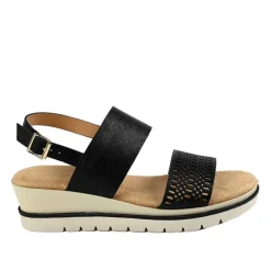 SCALINA Sandales Compensees Femme Noir|Femme Chaussures Confort