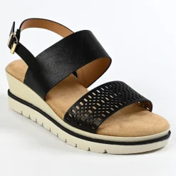 SCALINA Sandales Compensees Femme Noir|Femme Chaussures Confort