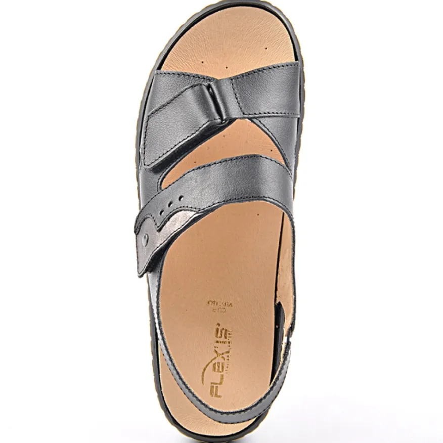 FLEX'IS Sandales Compensees Noir|Femme Chaussures Confort