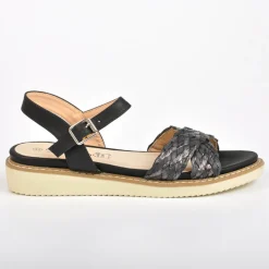 SCALINA Sandales Compensees Noir|Femme Chaussures Confort