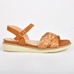 SCALINA Sandales Compensees Camel|Femme Chaussures Confort
