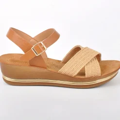 SCALINA Sandales Femme Compensees Marron|Femme Chaussures Confort
