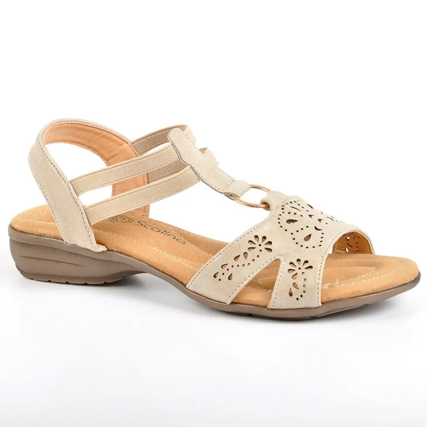 SCALINA Sandales Femme Plates Beige|Femme Chaussures Confort