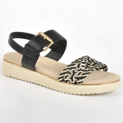 SCALINA Sandales Femme Noir Et Or|Femme Chaussures Confort