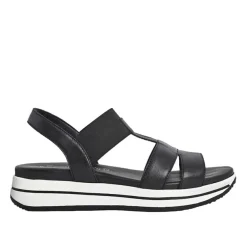SCALINA Sandales Plateforme Femme Cuir Noir |Femme Chaussures Confort