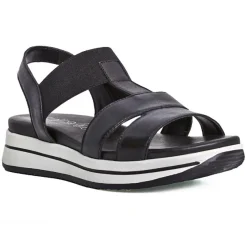 SCALINA Sandales Plateforme Femme Cuir Noir |Femme Chaussures Confort