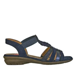 RELIFE Sandales Plates Avec Strass Bleu|Femme Chaussures Confort