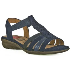 RELIFE Sandales Plates Avec Strass Bleu|Femme Chaussures Confort
