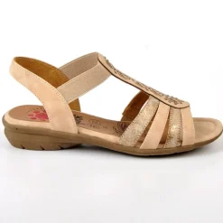 RELIFE Sandales Plates Femme Avec Elastiques Beige|Femme Chaussures Confort