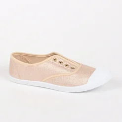 STREET LIFE Tennis Femme Dore En Toile |Femme Baskets, Sneakers