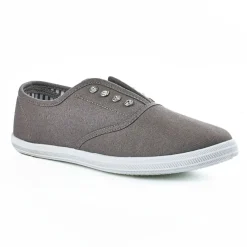 STREET LIFE Tennis Femme En Toile Grise A Strass |Femme Baskets, Sneakers